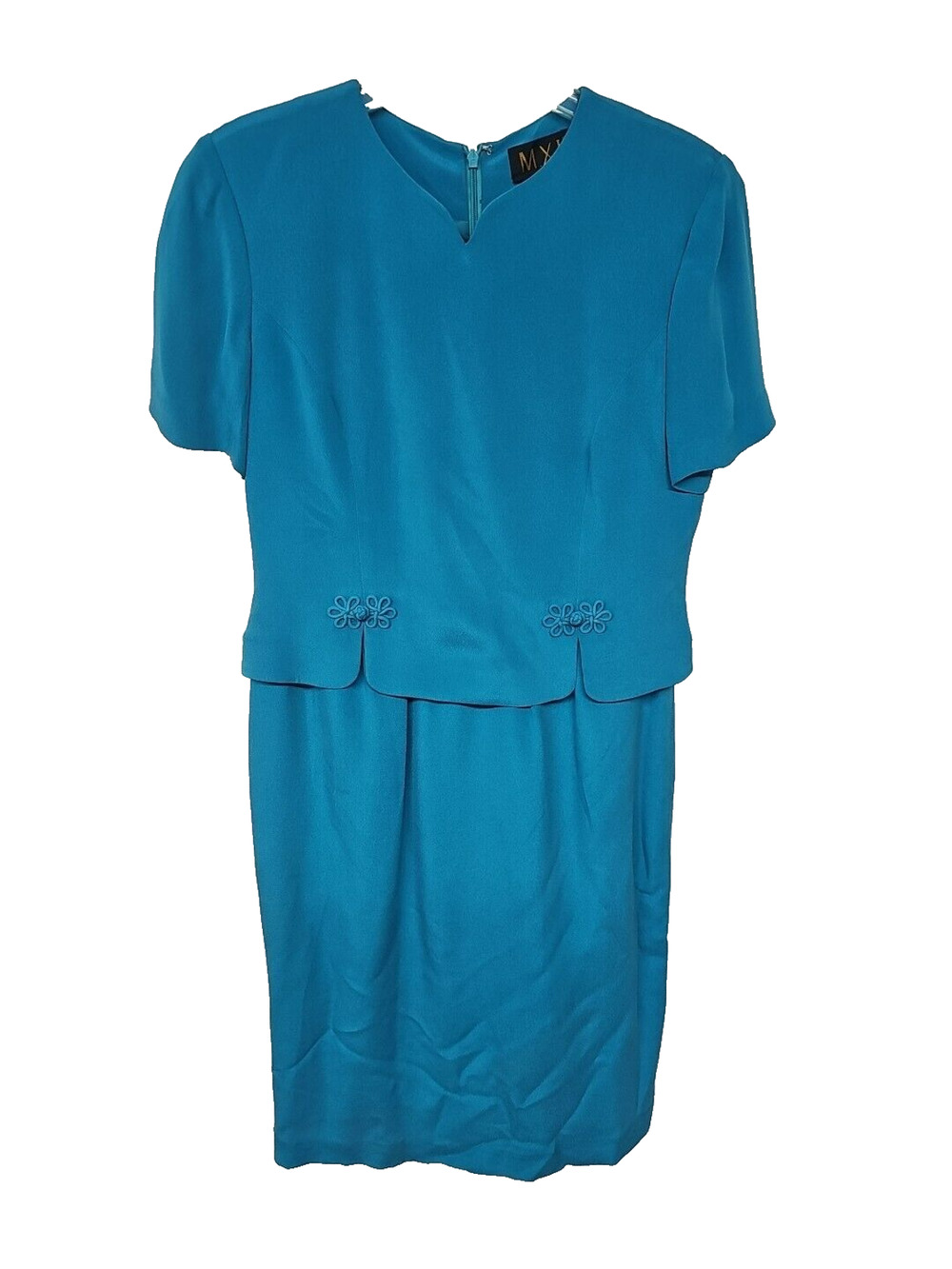 Vintage 100% Silk Womens Dress Size 6 Office Event Mature Luxury Midi M.X.I.